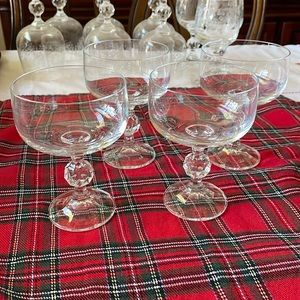 Czech Bohemian clear Crystal Goblets Sterna Design set of 4 champagne coups